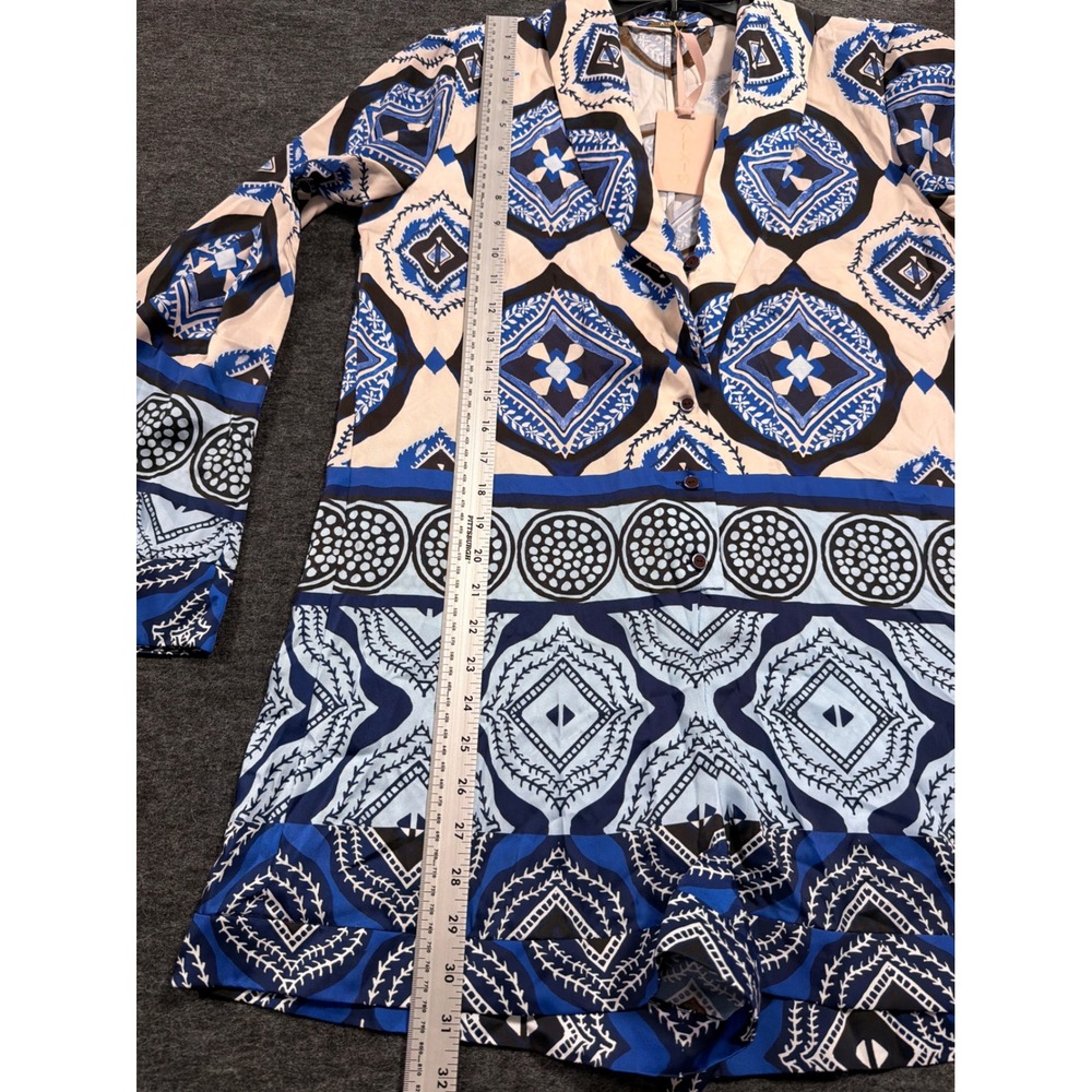 Alexis Robbie Romper Santorini Long Sleeve Blue Geometric Print Kimono Sleeves - Picture 9 of 13